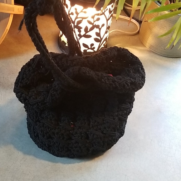 1920s thick knit drawstring handbag - Picture 3 of 5